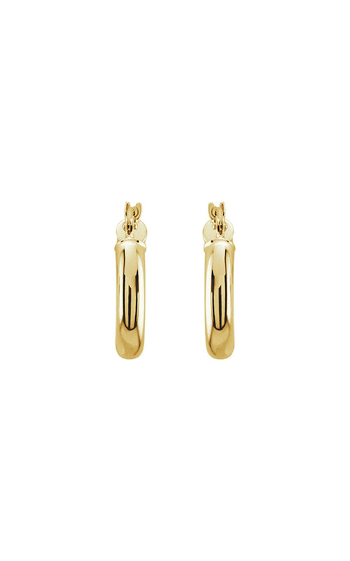 15mm Tube Hoop Earrings - 14k Yellow Gold
