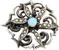 1918 Fire Opal & Sterling Mini Brooch & Medallion in One