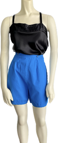 1940s Cerulean Side Zip Cotton Shorts     w27