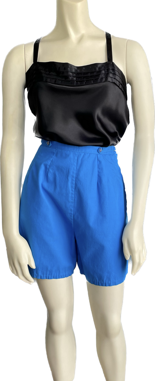 1940s Cerulean Side Zip Cotton Shorts     w27