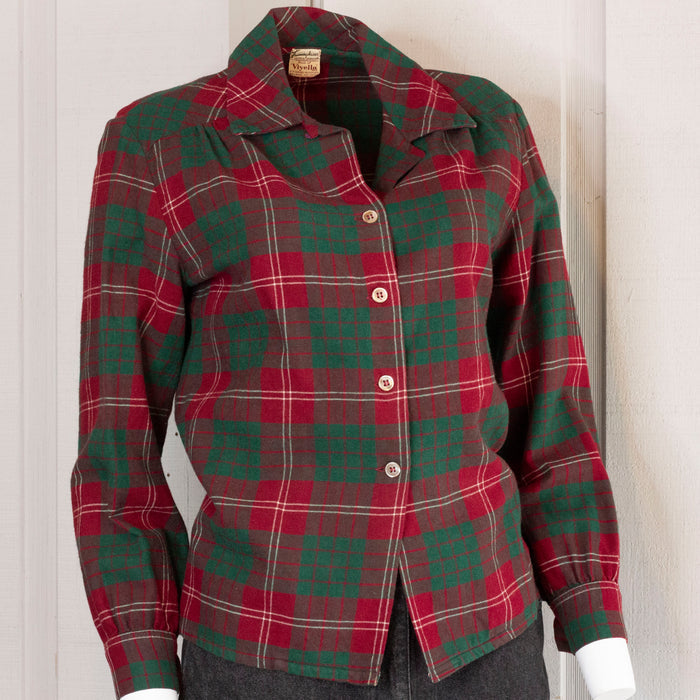 1940s Trimmingham's Red & Green Viyella Flannel Top   S