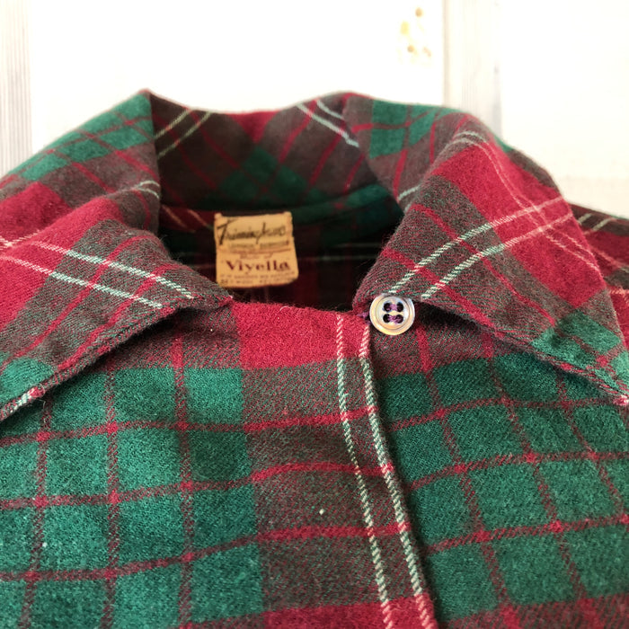 1940s Trimmingham's Red & Green Viyella Flannel Top   S