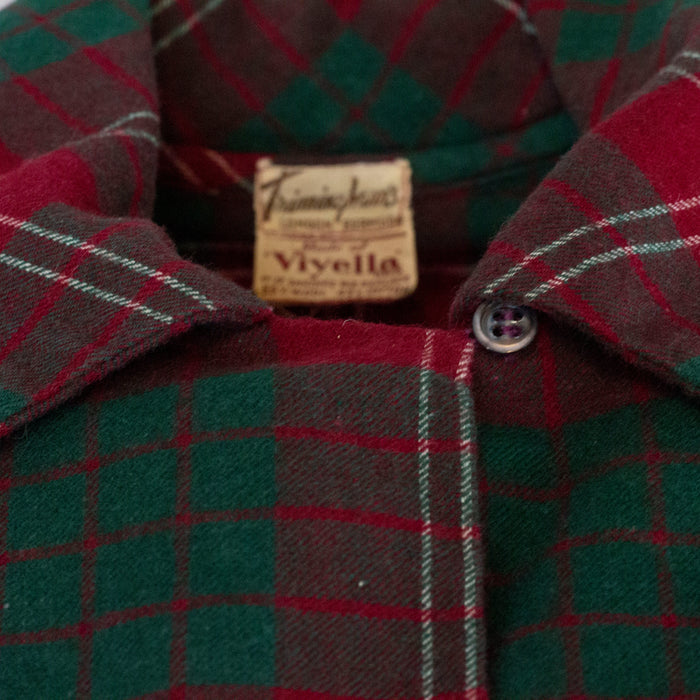 1940s Trimmingham's Red & Green Viyella Flannel Top   S