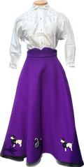 1950s Authentic Poodle Skirt Purple with 8 Mini Poodles     W27”