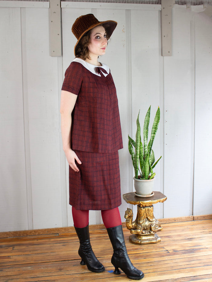 1950s Red Maternity Top & Skirt Set     M