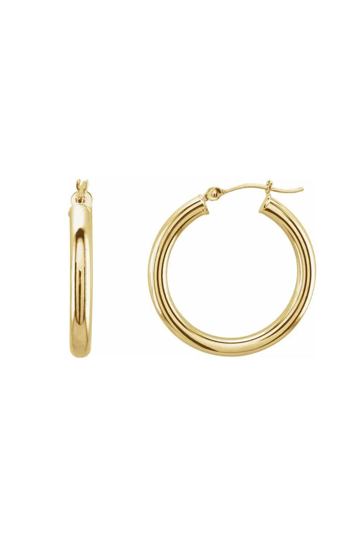 25mm Tube Hoop Earrings - 14k Yellow Gold