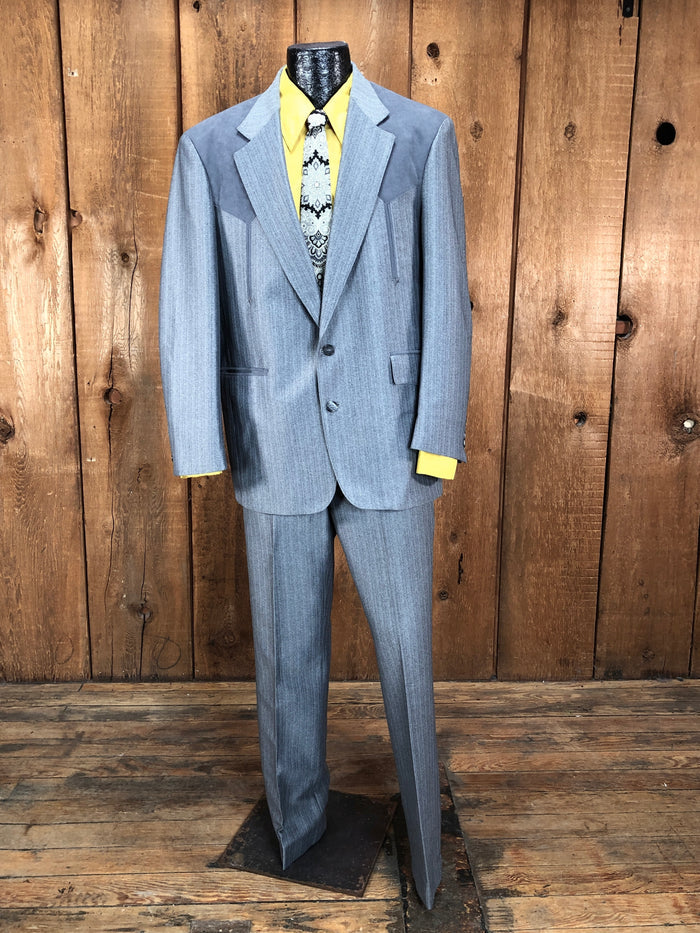 80s Five G’s Tailored Gray Western Suit    W34