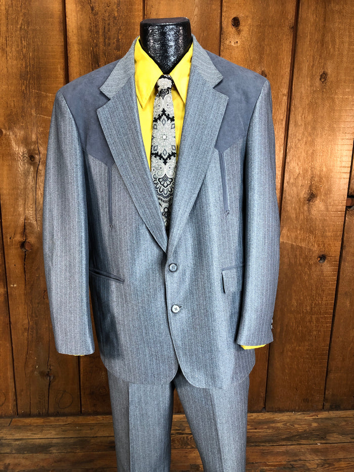 80s Five G’s Tailored Gray Western Suit    W34