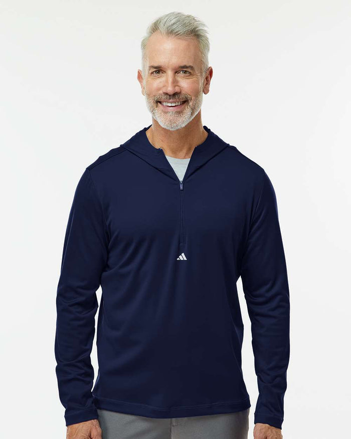 Adidas Men's Lightweight Quarter-Zip Hooded Pullover A596