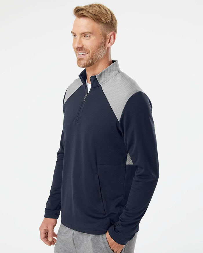 Adidas Men's Textured Mixed Media Quarter-Zip Pullover A532