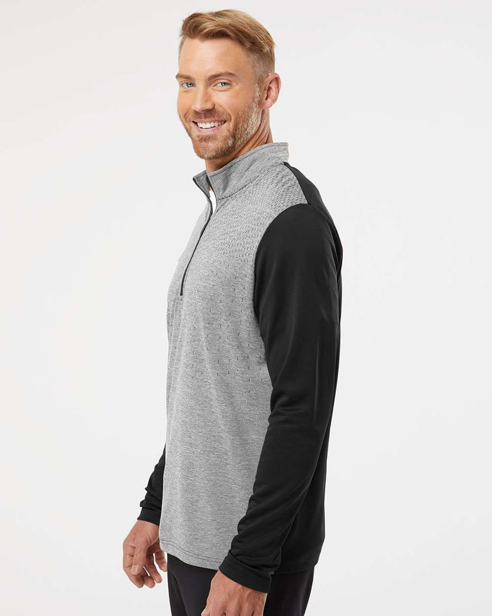 Adidas Men's Ultimate365 Heather Block Print Quarter-Zip Pullover A522
