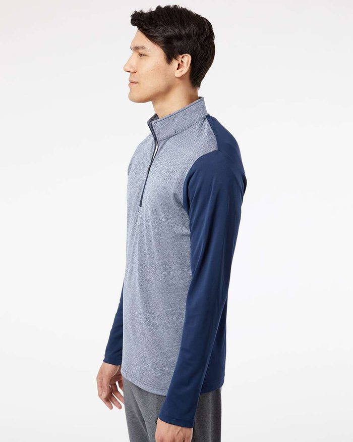 Adidas Men's Ultimate365 Heather Block Print Quarter-Zip Pullover A522