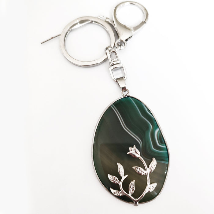 Agate Flower Oval - Green