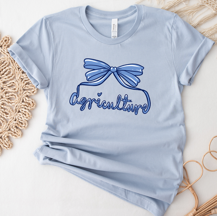 Agriculture Script Bow Blue- Bella Canvas T-Shirt