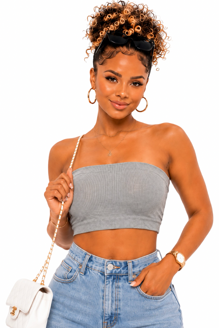 Ali - Stretchy Strapless Tube Crop Top