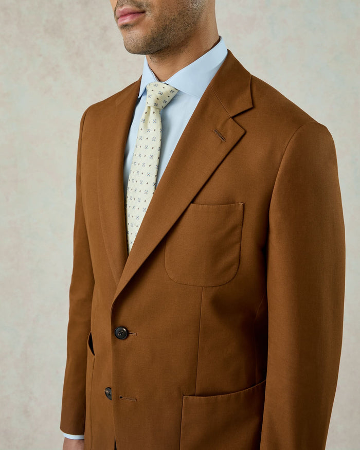 Allen Cotton Cashmere Suit Jacket Chestnut Brown
