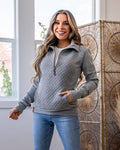 Ampersand Ave Quilted HalfZip Sweatshirt - Light Charcoal FINAL SALE Ampersand Ave