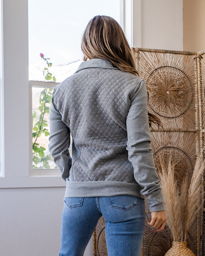 Ampersand Ave Quilted HalfZip Sweatshirt - Light Charcoal FINAL SALE Ampersand Ave