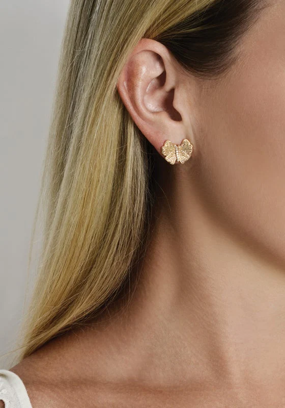 Anabel Aram Butterfly Stud Gold Earring