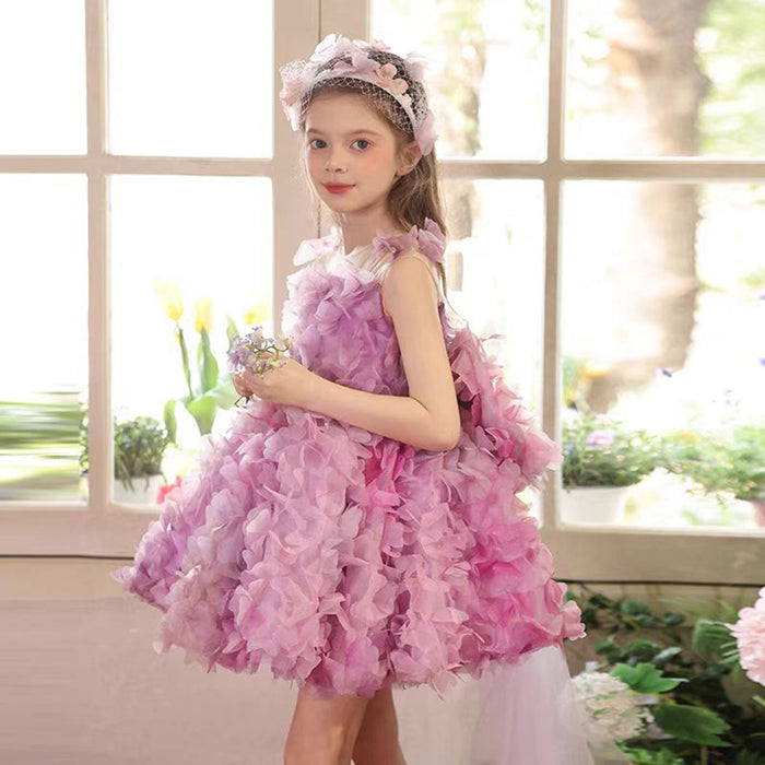 Applique Flower-adorned Baby Girl Dress Tulle Sleeveless J452