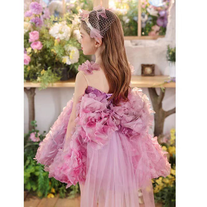 Applique Flower-adorned Baby Girl Dress Tulle Sleeveless J452