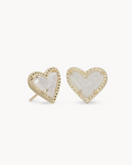 Ari Heart Stud Earring Iridescent Drusy Gold