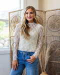 Aubrey Long Sleeve Lace Top - Color Options Available! Very J Champagne