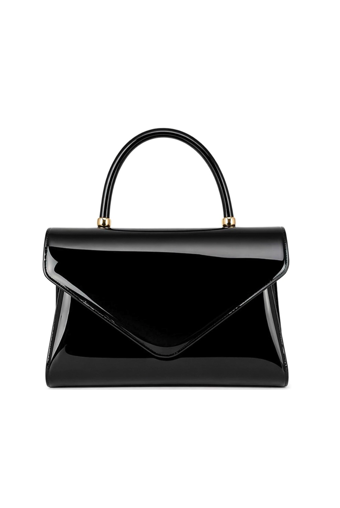 Bailey - Patent Leather Top Handle Front Flap Clutch Purse