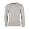 Barbour - Chunky Cable Knit Crew Neck Jumper in Fog - Nigel Clare