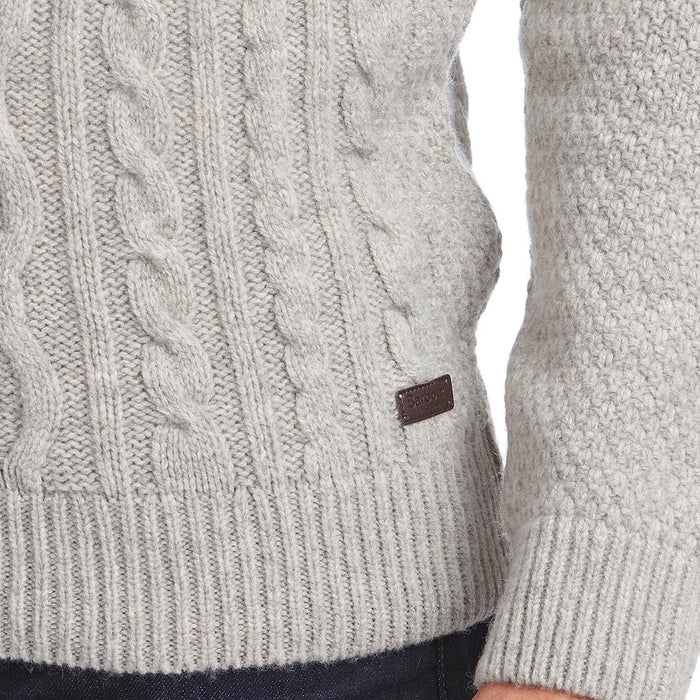 Barbour - Chunky Cable Knit Crew Neck Jumper in Fog - Nigel Clare