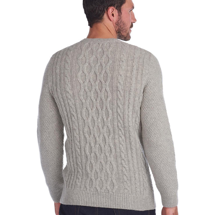 Barbour - Chunky Cable Knit Crew Neck Jumper in Fog - Nigel Clare