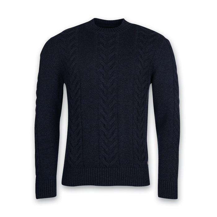 Barbour - Essential Cable Knit Jumper In Navy - Nigel Clare