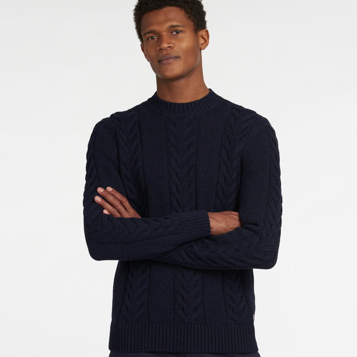 Barbour - Essential Cable Knit Jumper In Navy - Nigel Clare