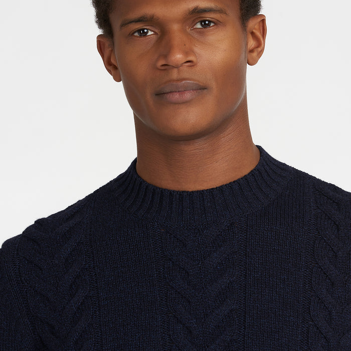 Barbour - Essential Cable Knit Jumper In Navy - Nigel Clare