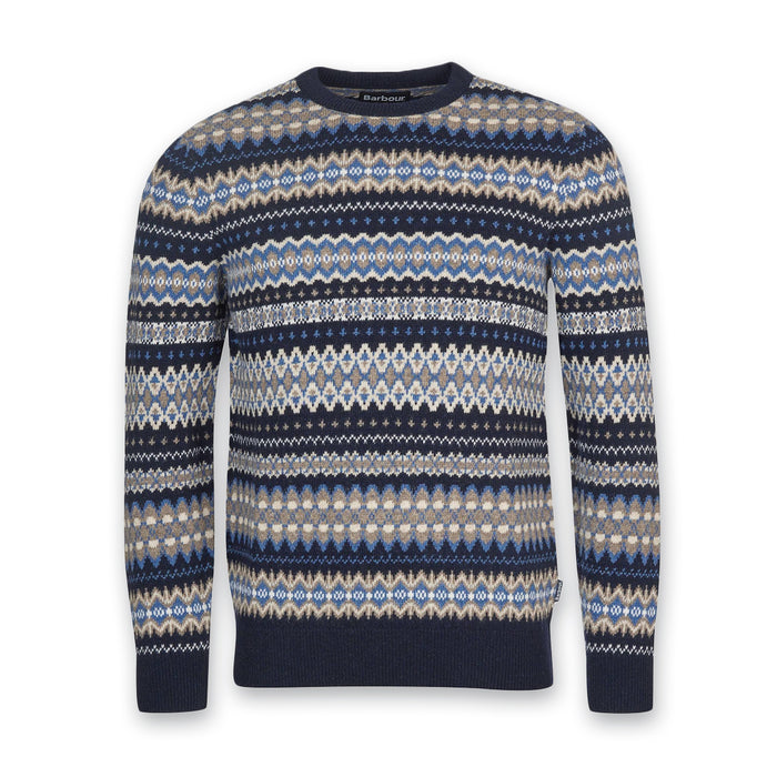 Barbour - Fairisle Crew Neck Jumper in Midnight - Nigel Clare