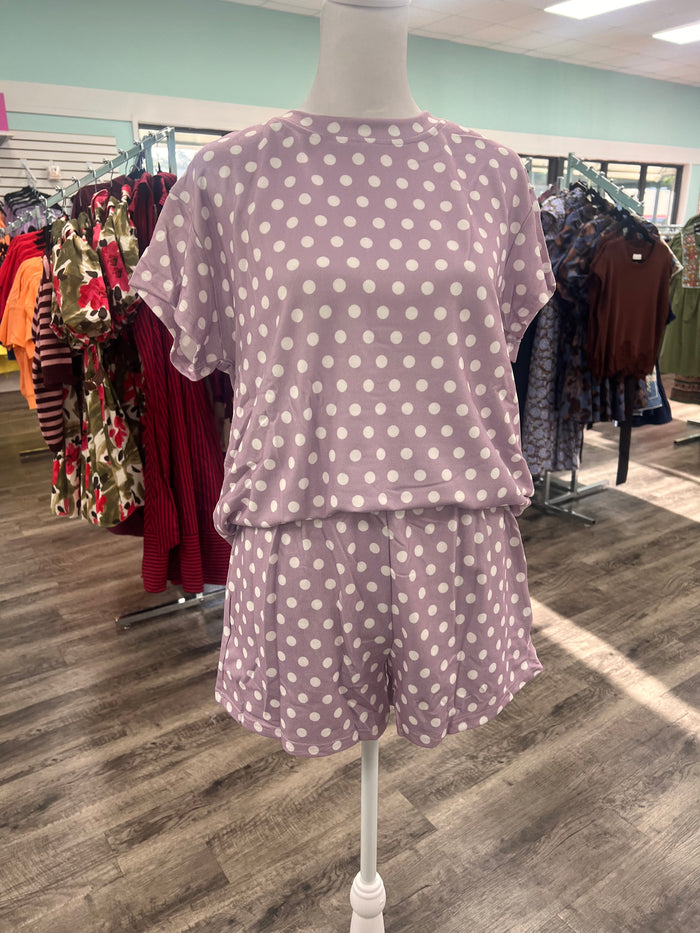 Barefoot Purple Polka Dot Short Set *FINAL SALE*