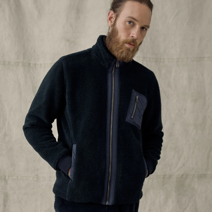 Belstaff - Herne Fleece Zip Through in Navy - Nigel Clare