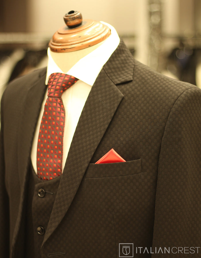 Black 3-Piece Notch Lapel Suit