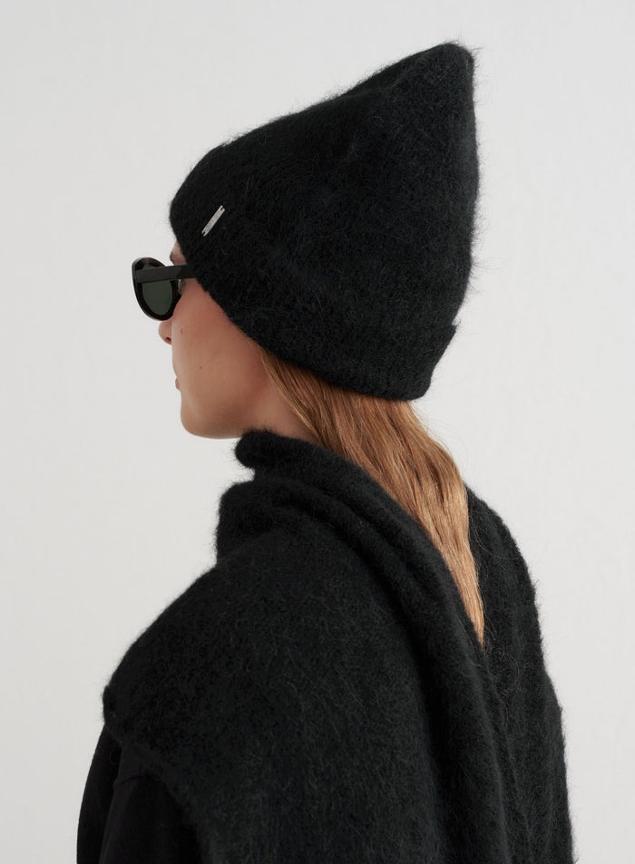 Black Alpaca Knit Beanie
