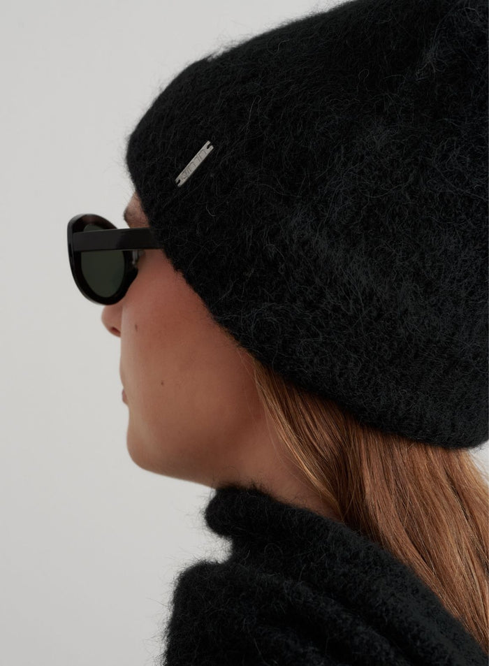 Black Alpaca Knit Beanie