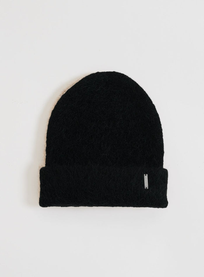Black Alpaca Knit Beanie