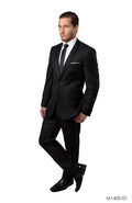 Black / Black Suit For Men Formal Suits For All Ocassions M140S-01 - Giorgio's Menswear