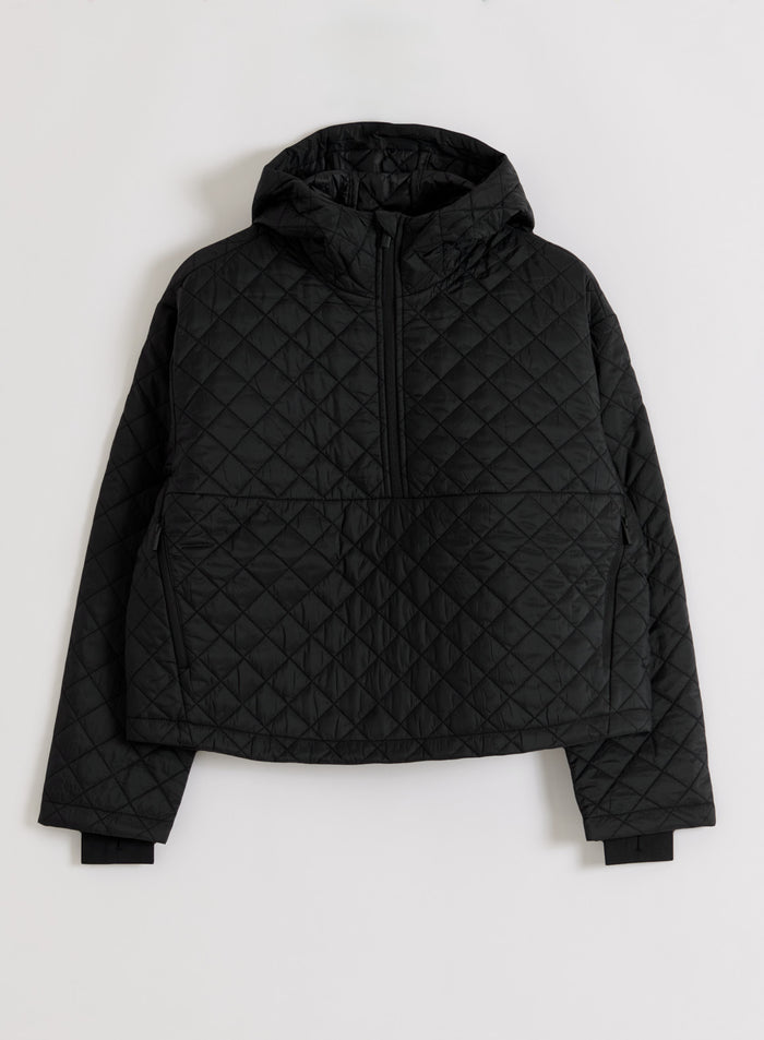 Black Cropped Quilted Anorak