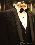 Black Embroidery Work 5pc Wedding Suit