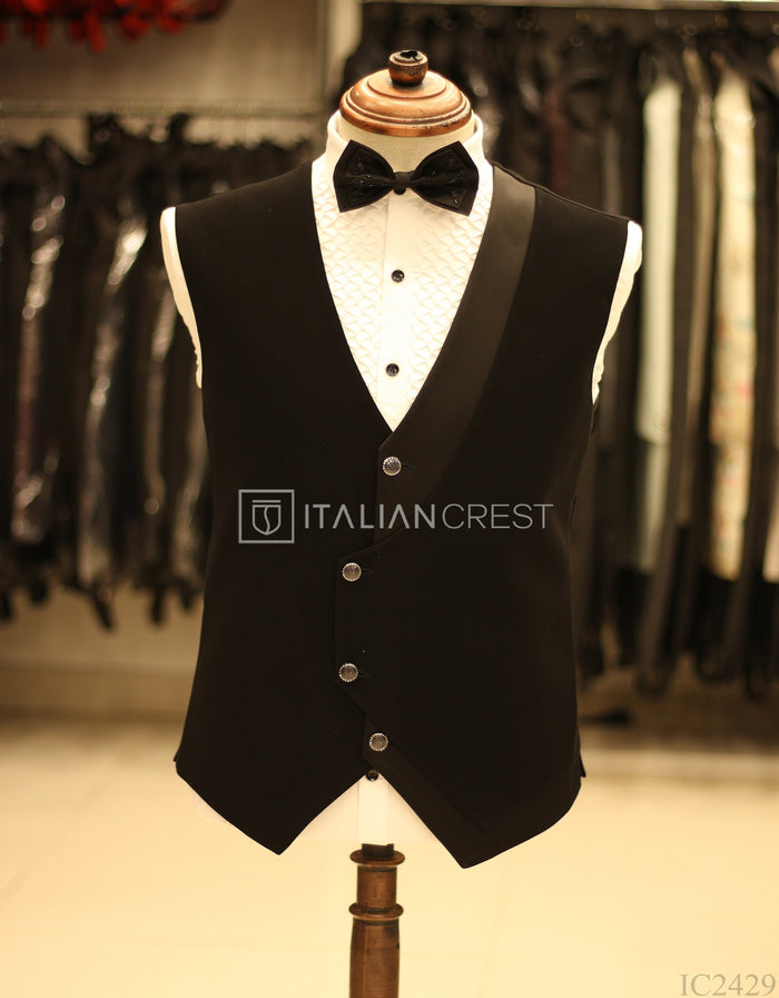 Black Embroidery Work 5pc Wedding Suit