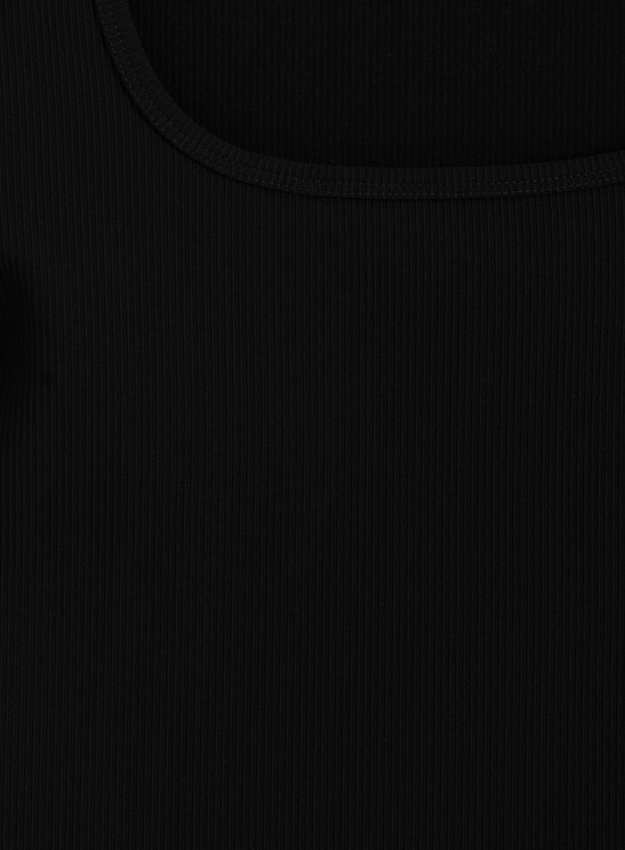 Black Ribbed Performance Short Sleeve