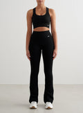 Black Ribbed Seamless Flare Tall Tights