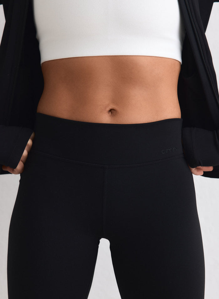 Black Sense Mid Waist Flare Tights