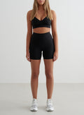 Black Sense Midi Biker Shorts & Strap Bra Set