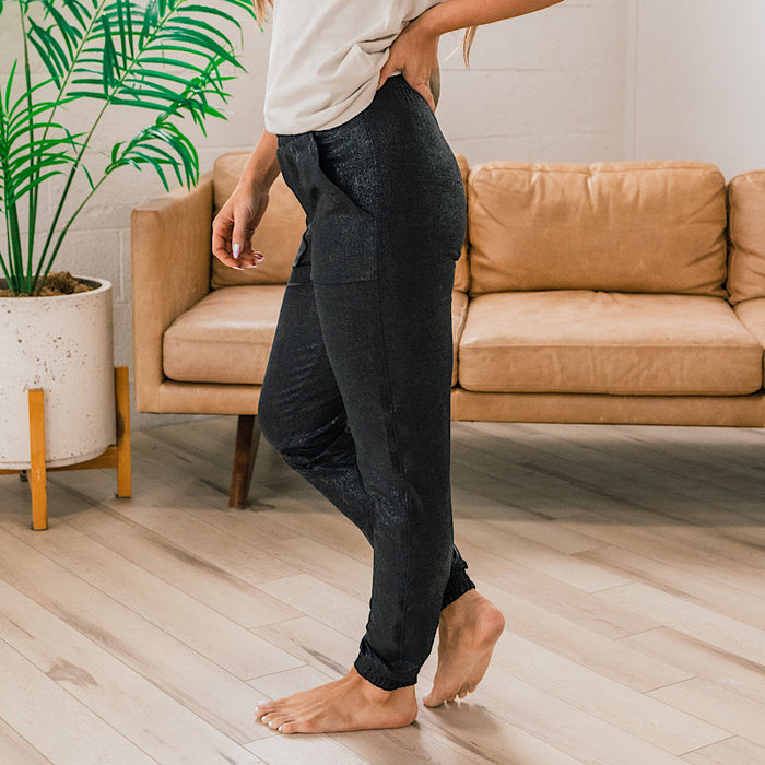Black Shimmer Lounge Joggers  Mono B